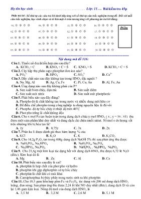 Kiểm tra 1 tiết môn Hóa học - Mã đề 326